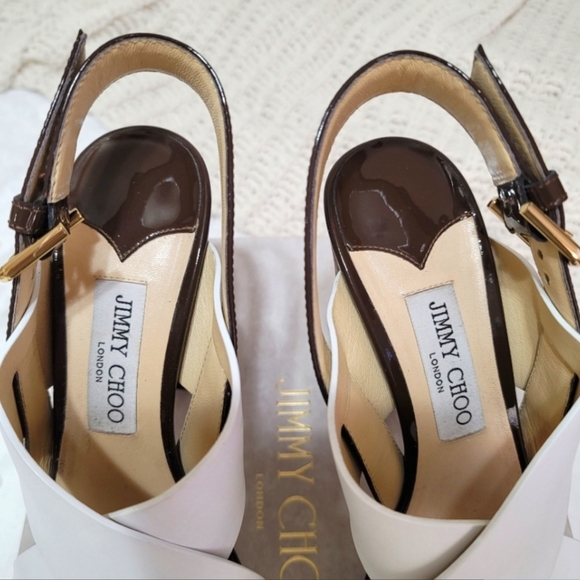 🎉EUC JIMMY CHOO AIX BLOCK HEEL PLATFORM SANDALS WITH BOX DUSTBAG - Picture 6 of 9